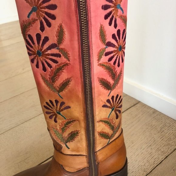 Dan Post embossed hand decorated tall leather boots. New in box from Sundance - Picture 5 of 9